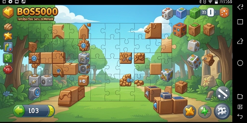 Tampilan gameplay BOS5000 yang menarik dengan teka-teki yang menantang.