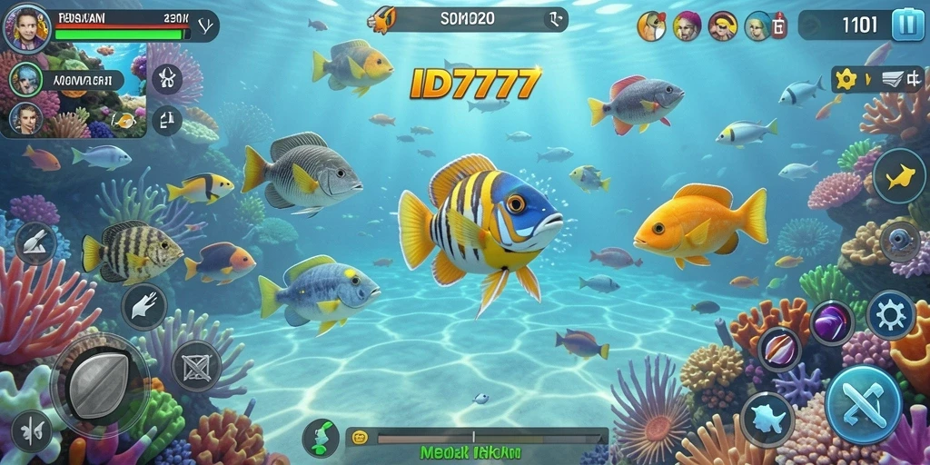 Tangkapan layar gameplay ID777 dengan aksi tembak ikan yang seru.