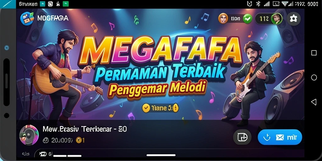 Tangkapan layar MEGAFAFA menampilkan gameplay musik yang seru.