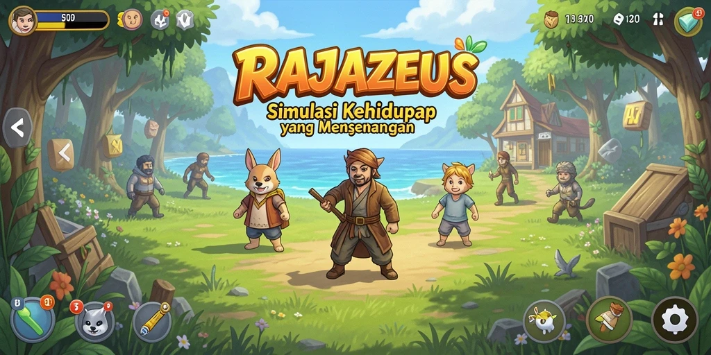 Tampilan gameplay menarik dari RAJAZEUS dengan karakter dan lingkungan yang dinamis.