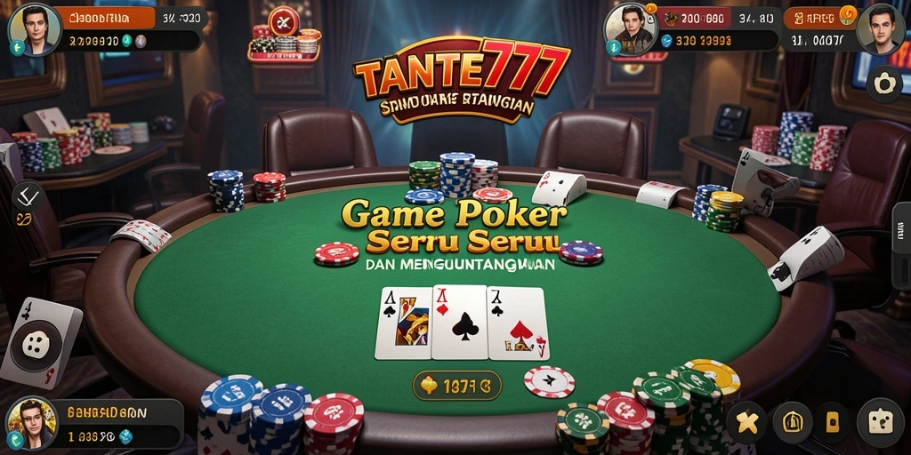 Tampilan gameplay TANTE777 yang mendebarkan dan penuh strategi poker.